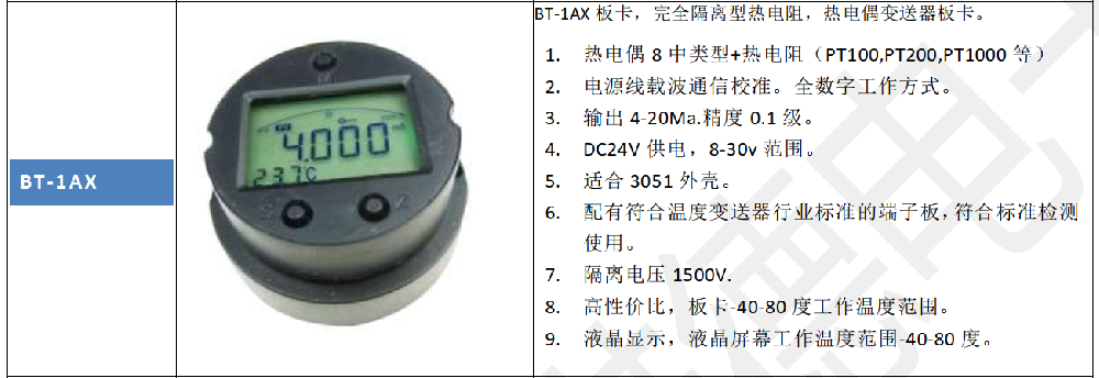 利諾德電子推出全隔離的熱電阻，熱電偶溫度變送器板卡。